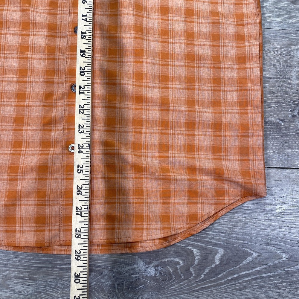 Orvis Shirt Mens Medium Orange Plaid Classic Fit Short Sleeve Button Up‎ Casual - Picture 5 of 8